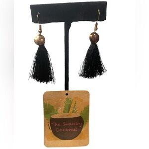 NWT Swanky Coconut Black Fringe Earrings